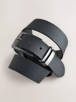 Black Leather Belt With Double Keeperloop