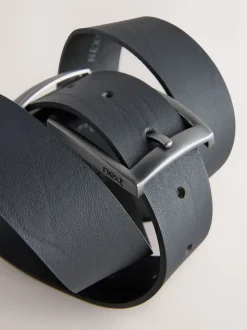 Black Leather Belt With Double Keeperloop