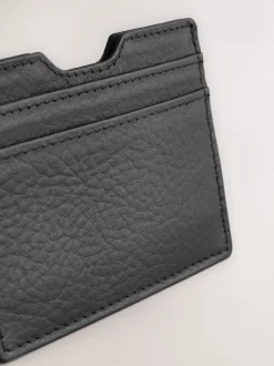 Black Leather Grainy Card Holder