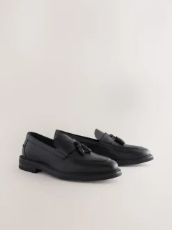 Black Leather Tassel Loafers