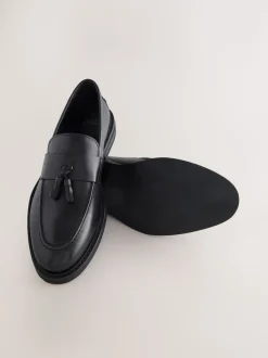 Black Leather Tassel Loafers