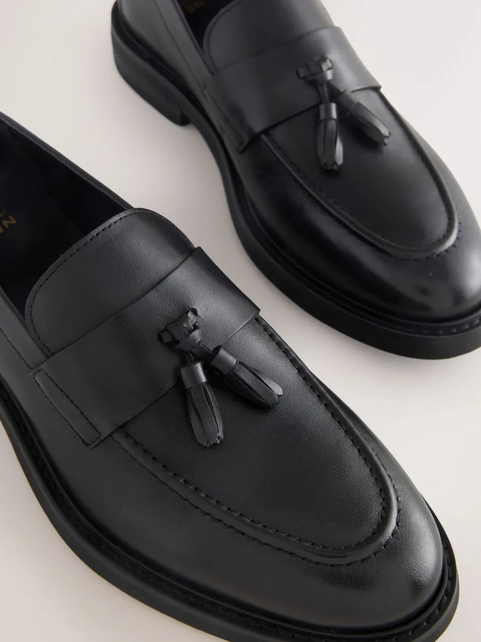 Black Leather Tassel Loafers