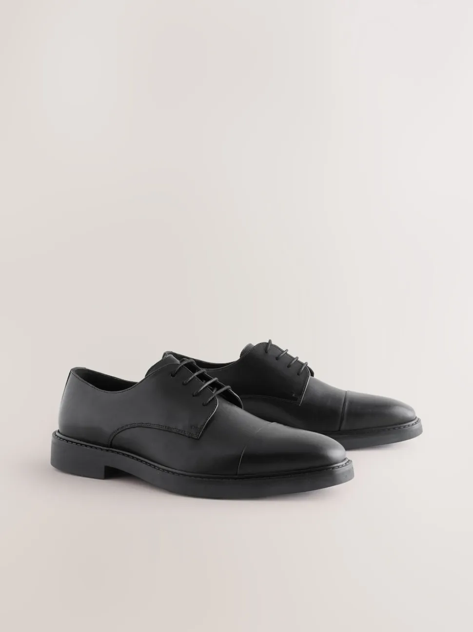 Black Leather Toe Cap Shoes
