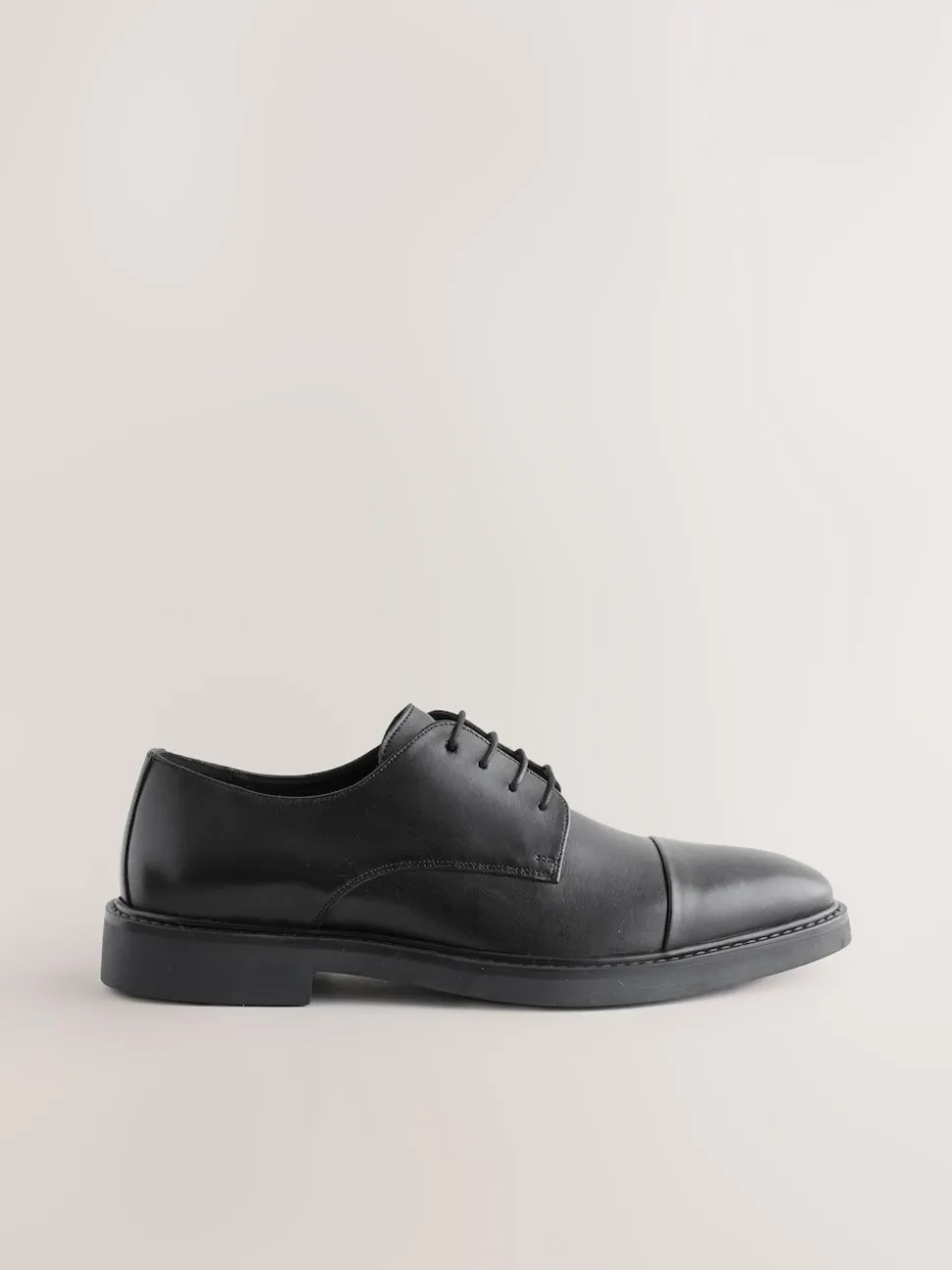 Black Leather Toe Cap Shoes