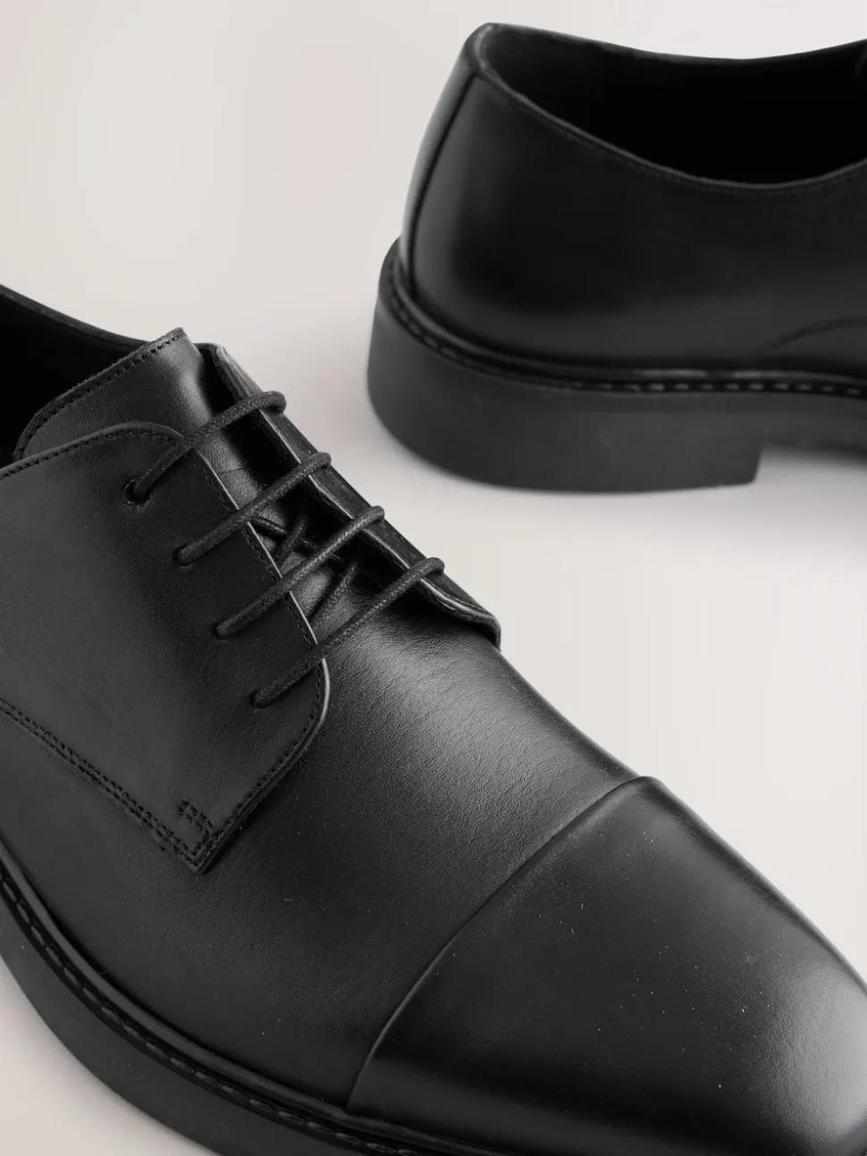 Black Leather Toe Cap Shoes