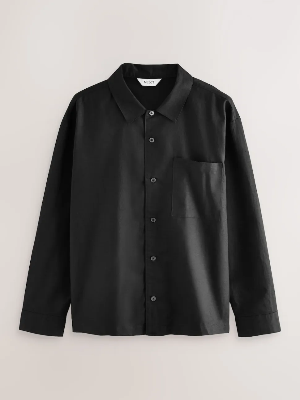 Black Linen Cotton Blend Shirt and Shorts Set