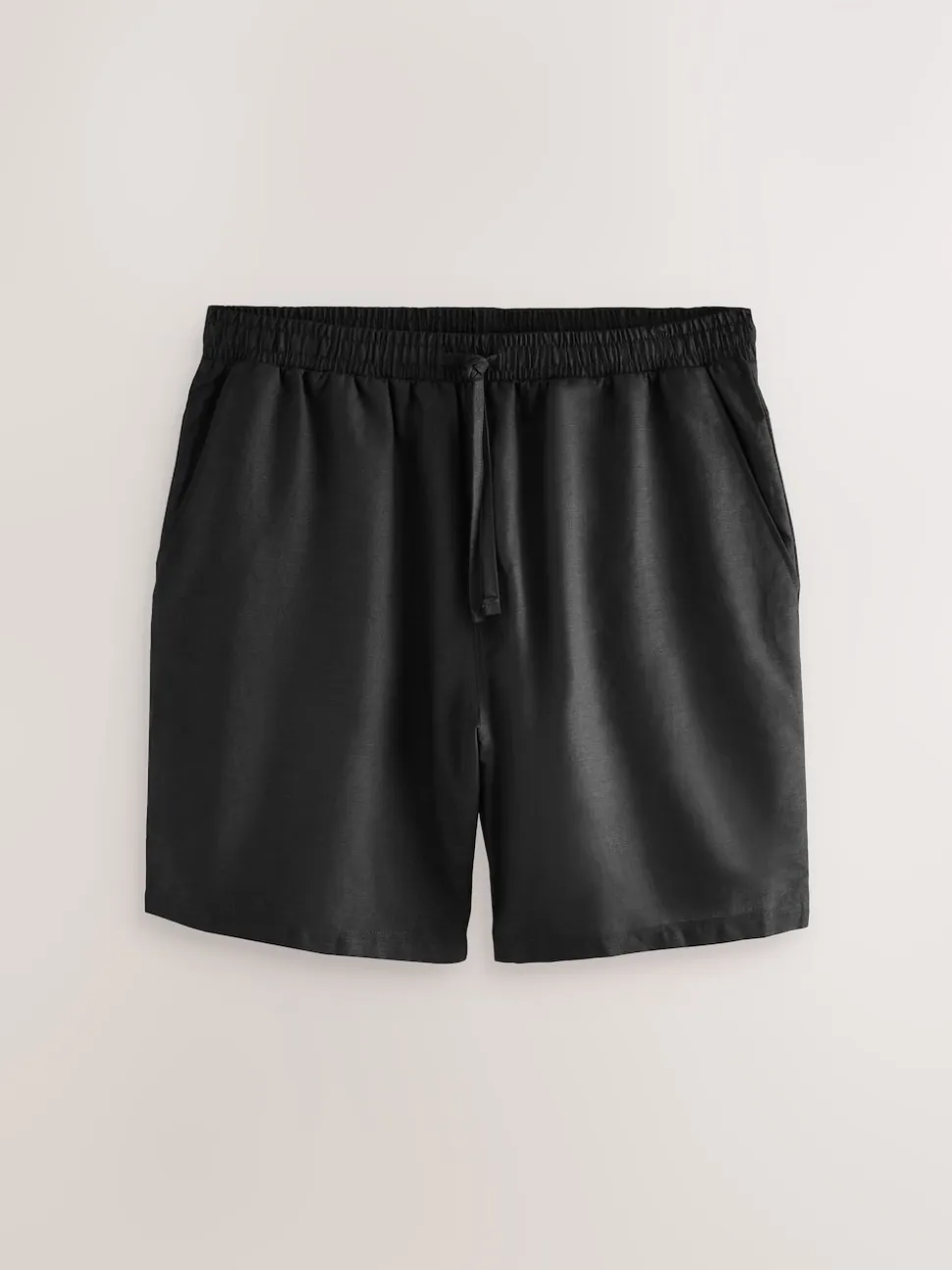 Black Linen Cotton Blend Shirt and Shorts Set