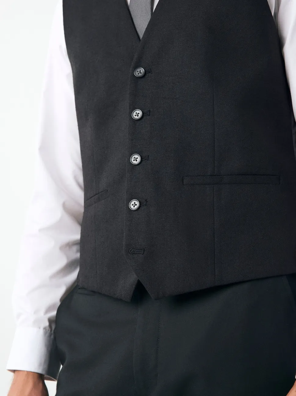 Black Linen Suit Waistcoat