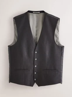 Black Linen Suit Waistcoat
