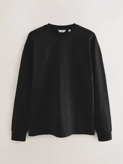 Black Long Sleeve Relaxed Fit Heavyweight T-Shirt
