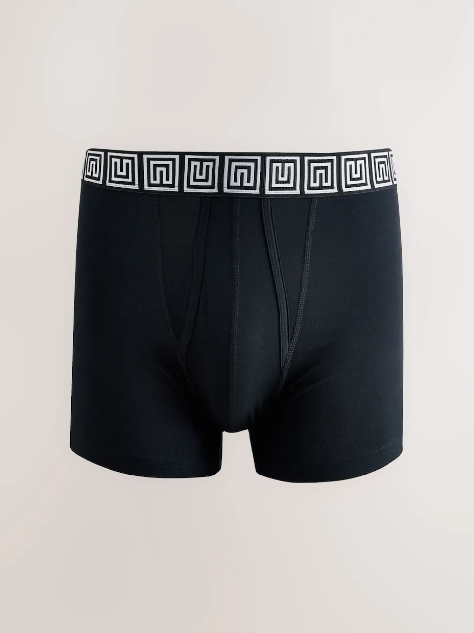 Black Metallic Pattern Waistbands 5 Pack A-Front Cotton Rich Boxers