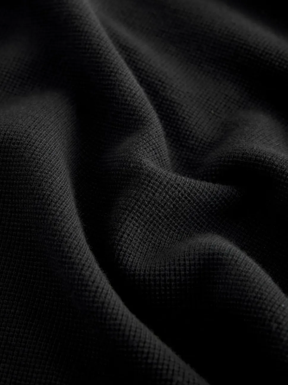 Black Micro Waffle Long Sleeve T-Shirt