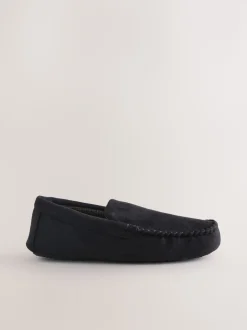 Black Moccasin Slippers
