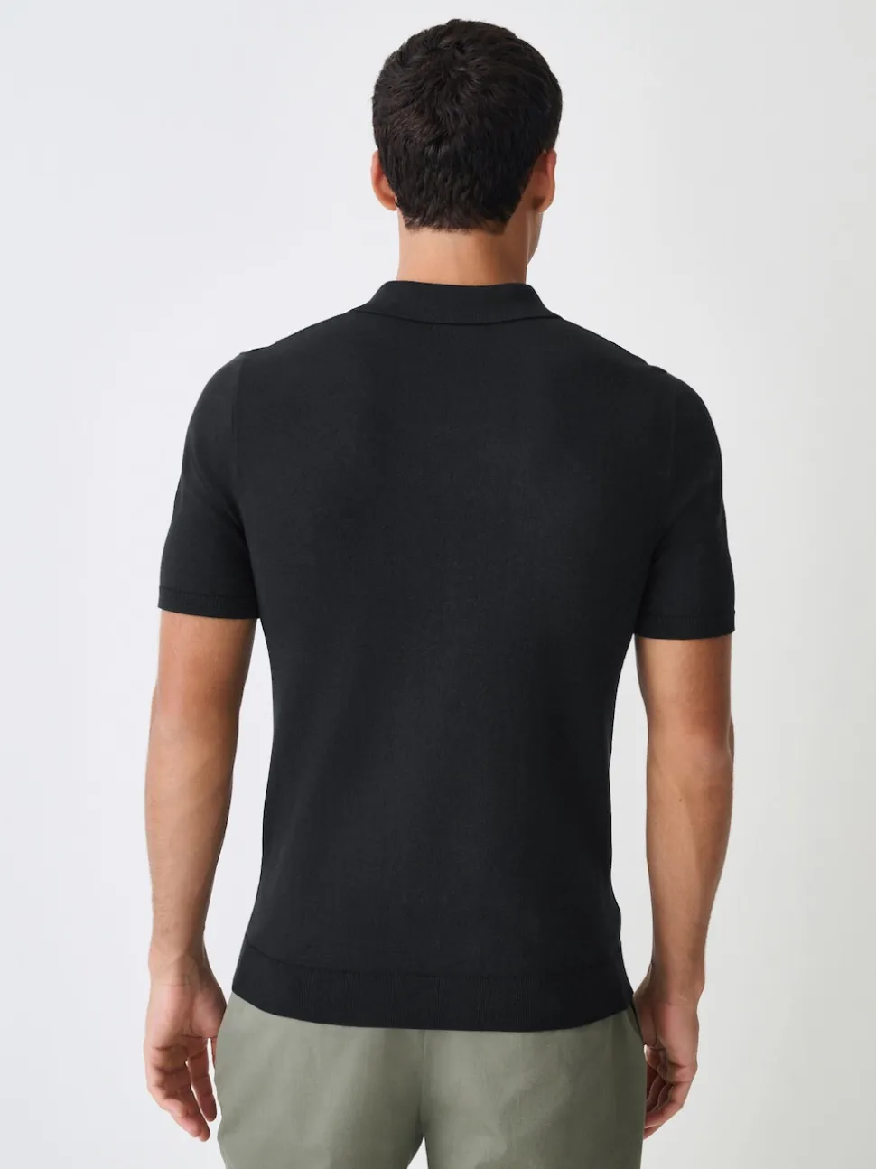 Black Muscle Fit Cotton Rich Short Sleeve Knit Polo Shirt