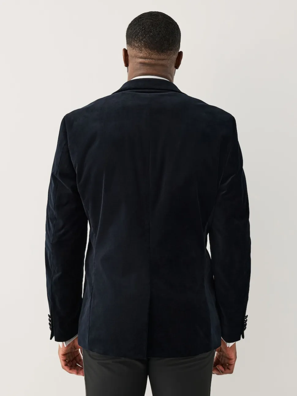 Black Muscle Fit Motionflex Stretch Velvet Blazer