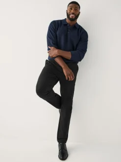 Black Muscle Fit N.Premium Smart Cotton TENCEL™ Lyocell Blend Chinos With Comfort Waistband