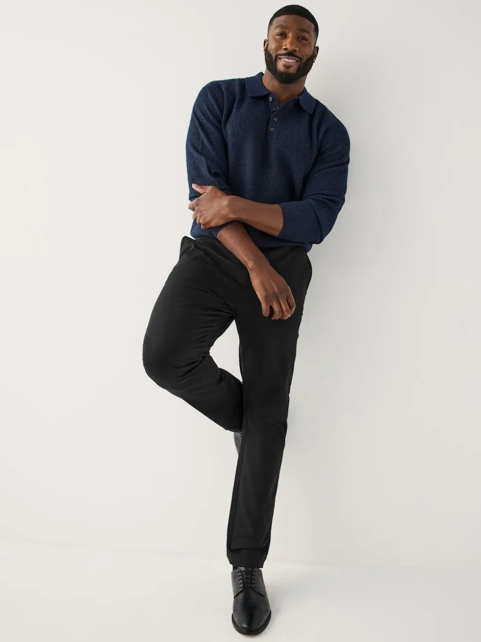 Black Muscle Fit N.Premium Smart Cotton TENCEL™ Lyocell Blend Chinos With Comfort Waistband
