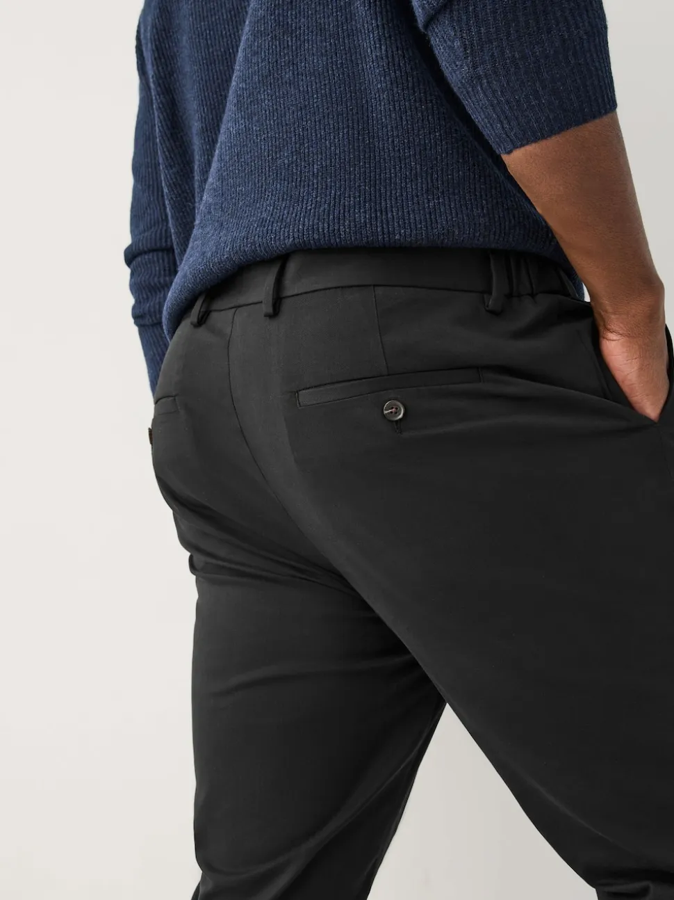 Black Muscle Fit N.Premium Smart Cotton TENCEL™ Lyocell Blend Chinos With Comfort Waistband