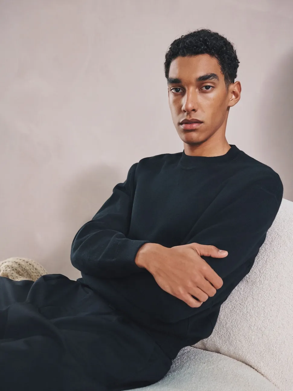 Black N. Premium Cotton Rich Relaxed Fit Mid Weight Knitted Sweatshirt