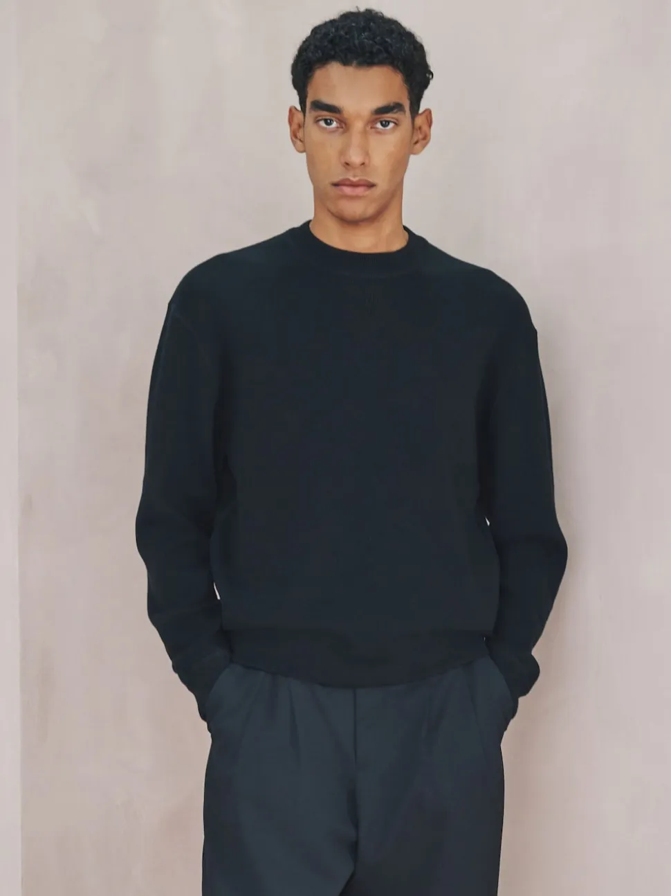 Black N. Premium Cotton Rich Relaxed Fit Mid Weight Knitted Sweatshirt