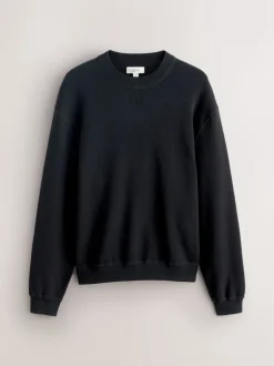 Black N. Premium Cotton Rich Relaxed Fit Mid Weight Knitted Sweatshirt