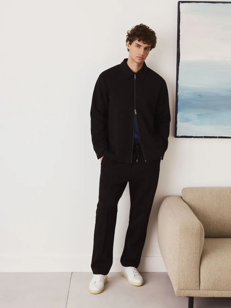 Black N. Premium Soft Touch Scuba Slim Fit Open Joggers