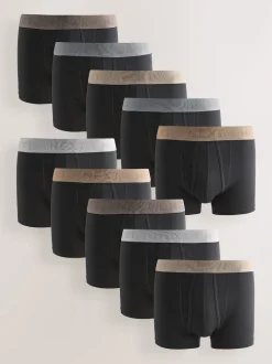 Black Neutral Waistbands A-Front Boxers 10 Pack