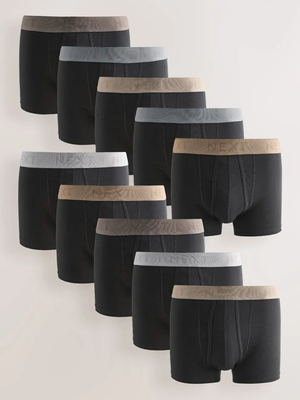 Black Neutral Waistbands A-Front Boxers 10 Pack