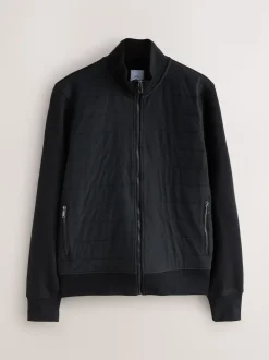 Black Non-Hooded Hybrid Full Zip Jacket