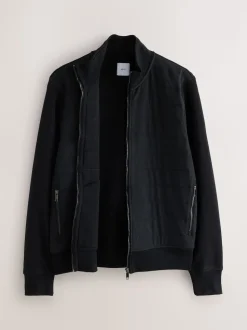 Black Non-Hooded Hybrid Full Zip Jacket
