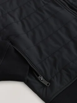 Black Non-Hooded Hybrid Full Zip Jacket