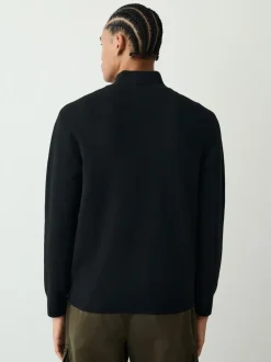 Black N.Premium Regular Fit Mid Weight Quarter Zip Neck Jumper