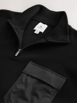 Black N.Premium Regular Fit Mid Weight Quarter Zip Neck Jumper
