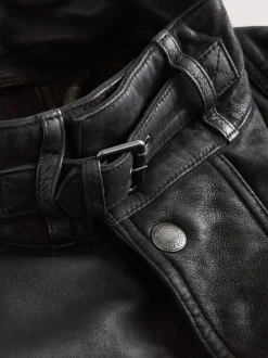 Black Nubuck Signature Four Pocket Leather Biker Jacket