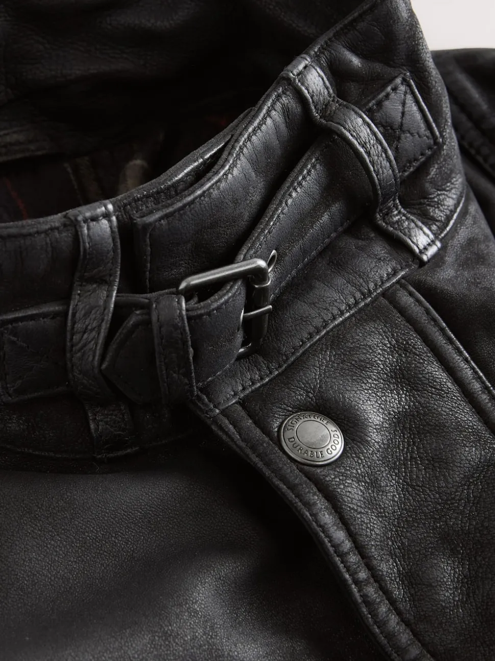 Black Nubuck Signature Four Pocket Leather Biker Jacket