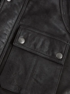Black Nubuck Signature Four Pocket Leather Biker Jacket
