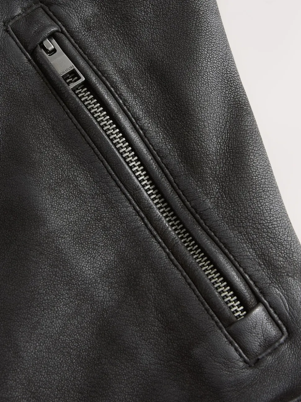 Black Nubuck Signature Four Pocket Leather Biker Jacket