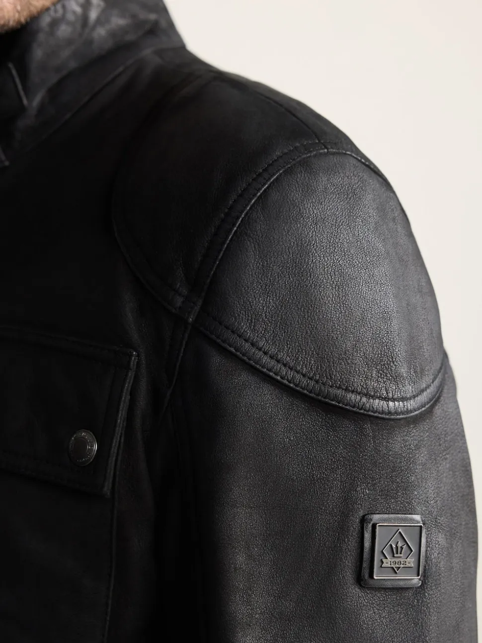 Black Nubuck Signature Four Pocket Leather Biker Jacket