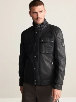 Black Nubuck Signature Four Pocket Leather Biker Jacket