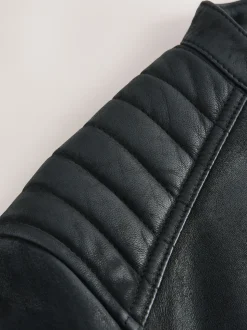 Black Nubuck Signature Leather Racer Jacket