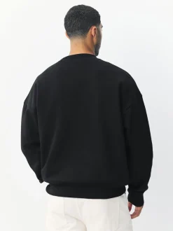 Black Oversized Heavyweight Cotton Rich Crew Neck Sweatshirt