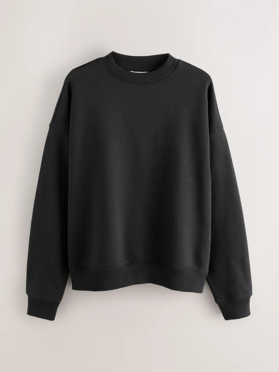 Black Oversized Heavyweight Cotton Rich Crew Neck Sweatshirt