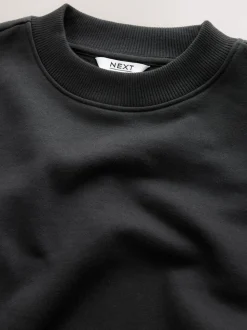 Black Oversized Heavyweight Cotton Rich Crew Neck Sweatshirt