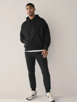 Black Oversized Heavyweight Cotton Rich Jersey Hoodie