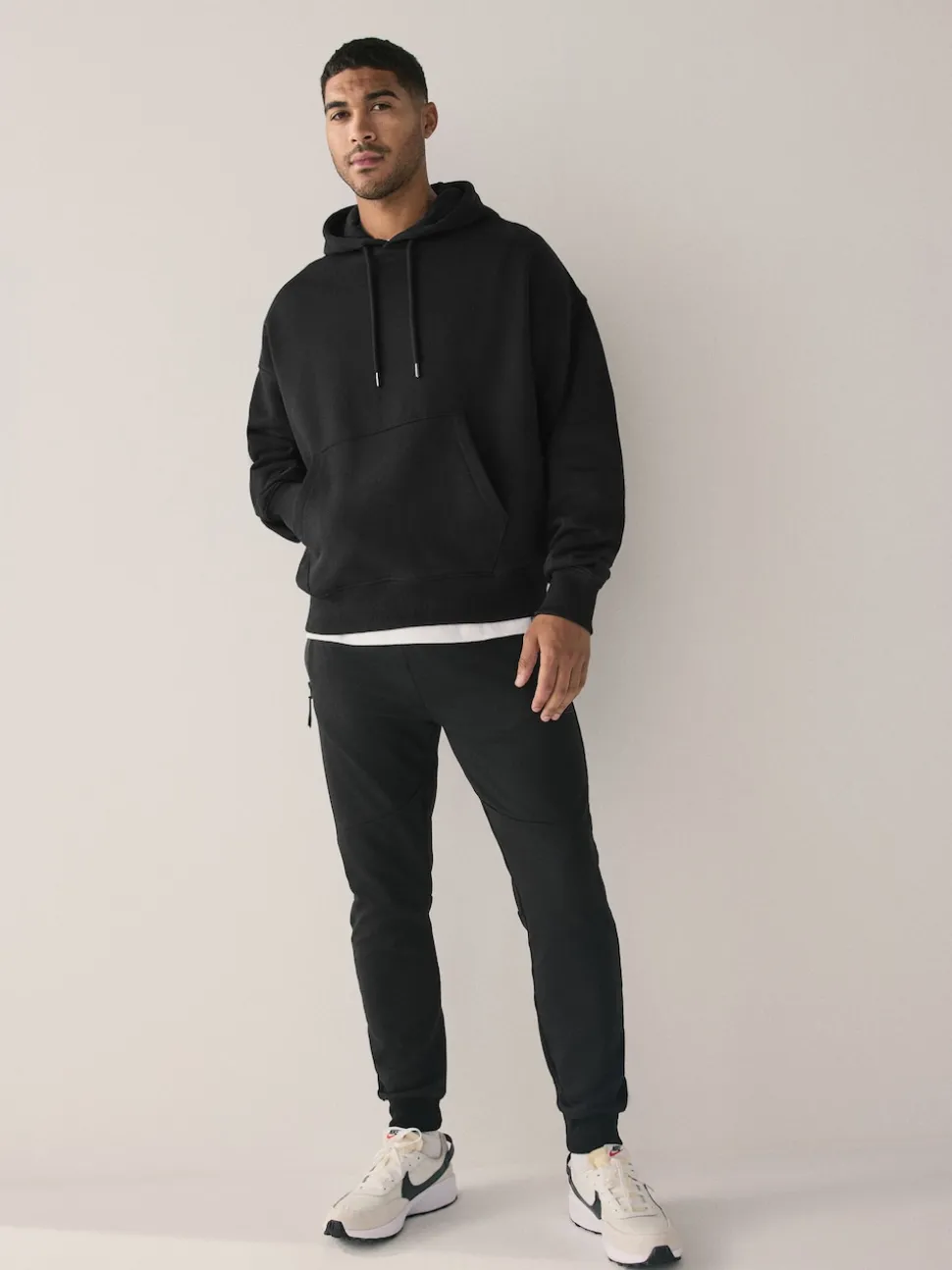 Black Oversized Heavyweight Cotton Rich Jersey Hoodie