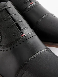 Black Oxford Toe Cap Shoes