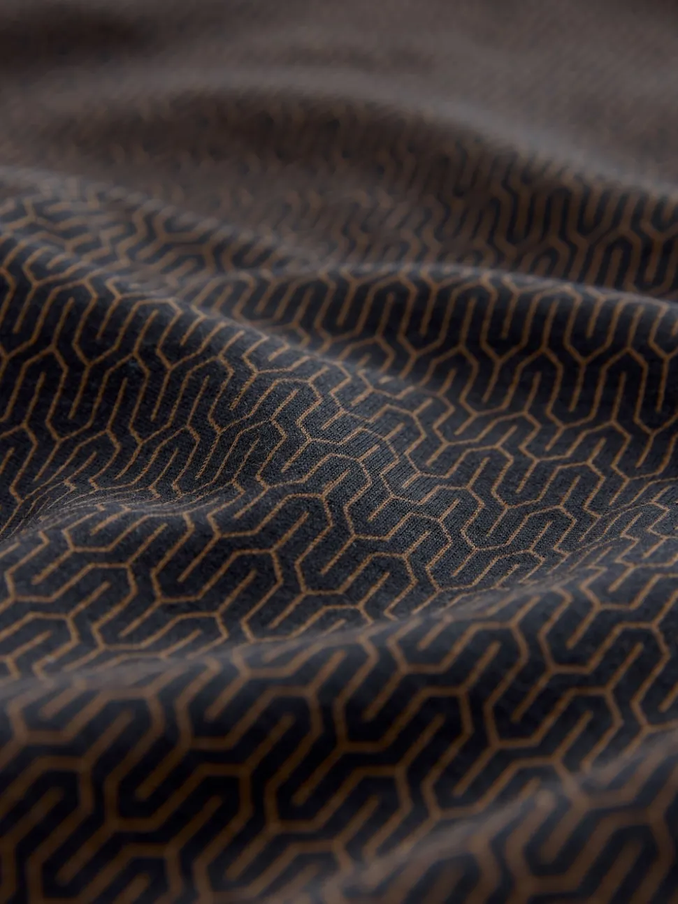Black Pattern Quarter Zip Polo Shirt