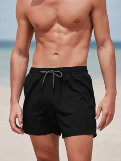 Black Plain Essential Swim Shorts