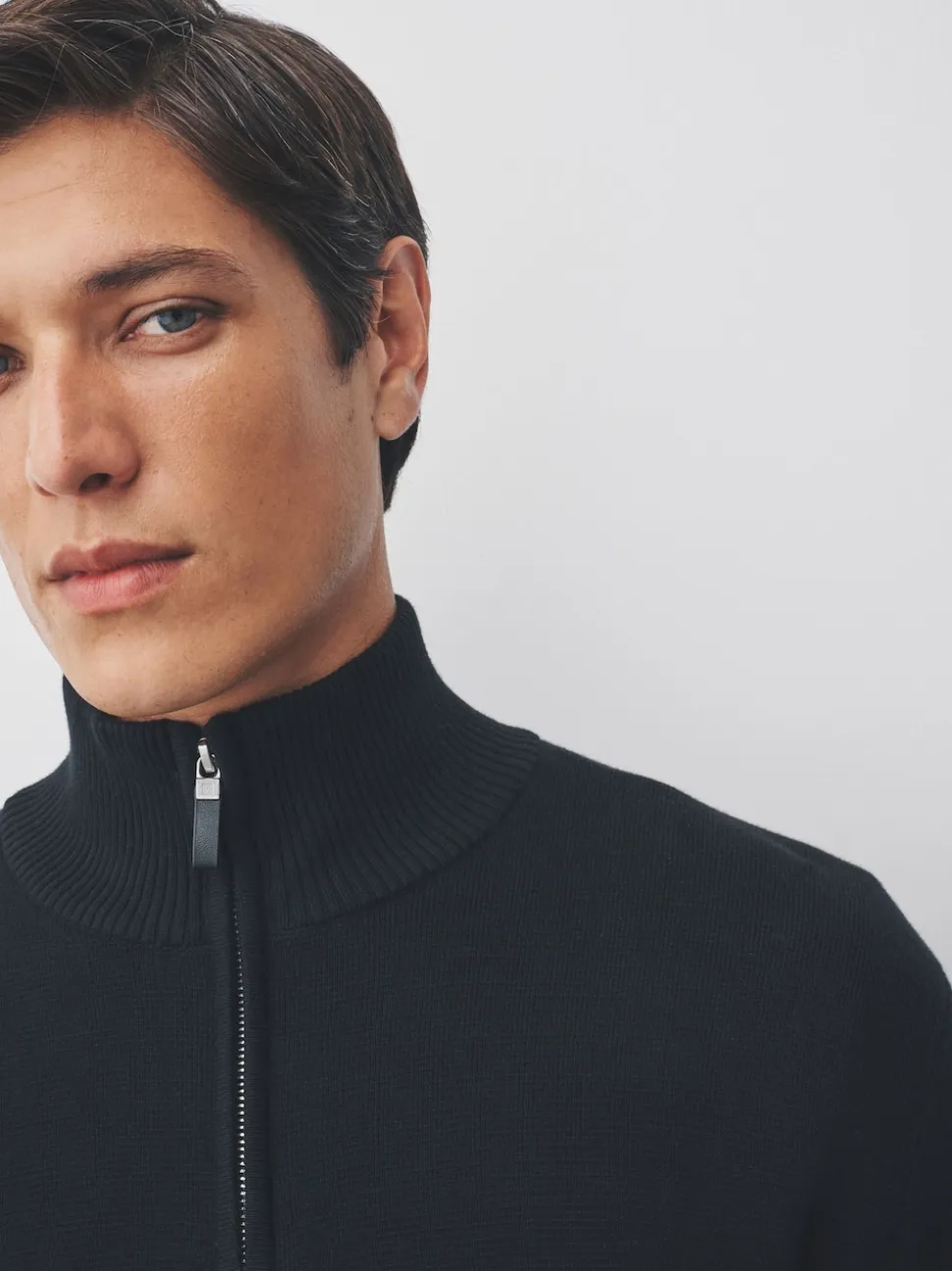 Black Plain N.Premium Regular Fit 100% Cotton Premium Quarter Zip Jumper