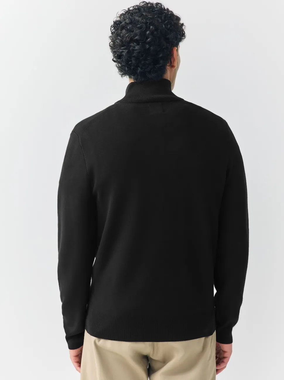 Black Plain N.Premium Slim Fit Premium Viscose Quarter Zip Neck Jumper